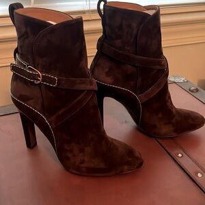 Like New Ralph Lauren Purple Label Brown Suede Stiletto Heeled Ankle Boots